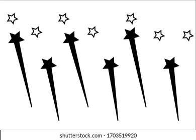 abstract vector drawing of falling stars on a white background