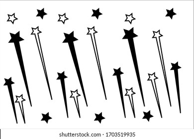 abstract vector drawing of falling stars on a white background