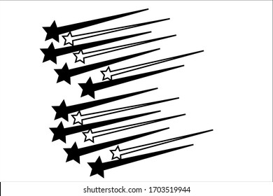 abstract vector drawing of falling stars on a white background