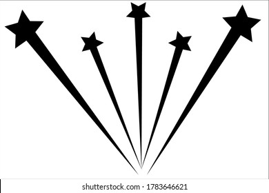 abstract vector drawing of falling stars on a white background