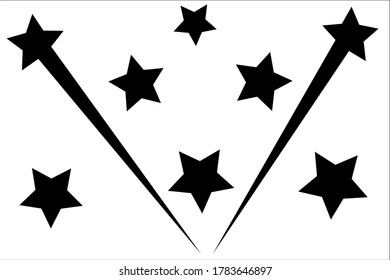 abstract vector drawing of falling stars on a white background