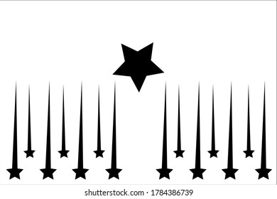 abstract vector drawing of falling stars on a white background
