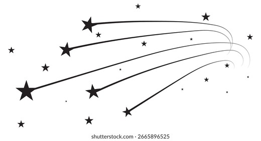 desenho vetorial abstrato de estrelas em queda sobre um fundo branco