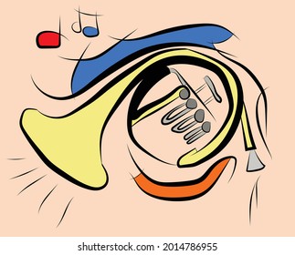 abstract vector drawing of a trumpet 
