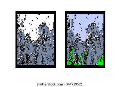 Abstract vector drawing. Tsunami, avalanche falling rocks, the force of nature.