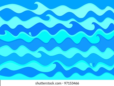 Abstract vector drawing waves on the sea surface