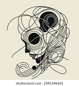 abstract vector drawing of a woman in single line art, beautiful feminine