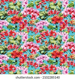 abstract vector dual-color flowers with green leaves all over illustration digital image for textiles and paper motifs