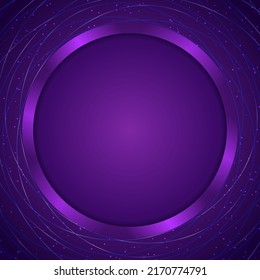 Resumen de la ilustración de fondo morado del movimiento de polvo vectorial con pancarta de brillo redondo para el diseño