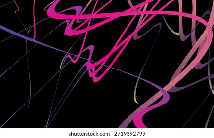 Vector Abstractas con líneas curvas dinámicas en Gradientes multicolores sobre fondo negro. El diseño moderno transmite energía, movimiento y una estética futurista, perfecta para fondos, carteles, etc.