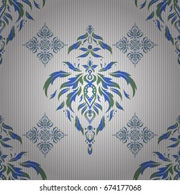 Abstract vector dynamic rippled surface, illusion of movement, curvature on a white background. Green and blue seamless pattern for prints or digital.