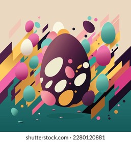 Abstract vector Easter background with colorful eggs