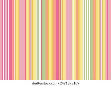 Abstract vector Easter striped pattern with coloured vertical parallel stripes. Vertical stripes seamless pattern in bright summer on pink, yellow, red, green stripes on white background.