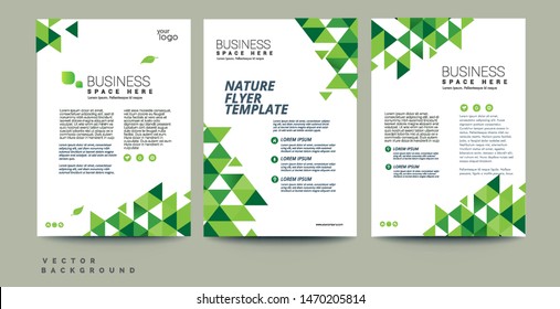 Abstract Vector eco flyer, poster, brochure, magazine cover template. Modern green leaf, environment design. - Vector