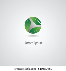 Abstract Vector Eco Green Leaf Logo Design Template. Creative Ecology Concept Icon