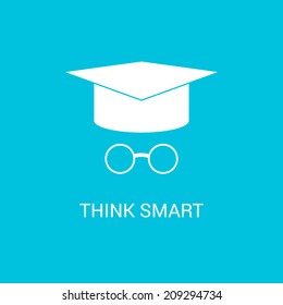 Abstract vector education school icon of hat and glasses. Editable illustration for any design idea.