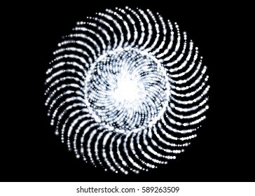 Elemento vetorial abstrato. Composição do círculo de pontos e luzes brilhantes.