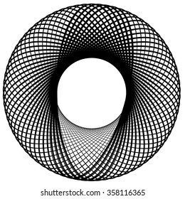 Abstract vector element: Circular shape with intersecting lines. Vortex, twirl shape.