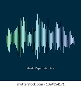 Abstract vector element for music design with equalizer. The dynamic line on a dark background