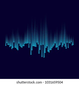 Abstract vector element for music design with equalizer. The dynamic line on a dark background