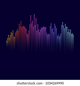 Abstract vector element for music design with equalizer. The dynamic line on a dark background