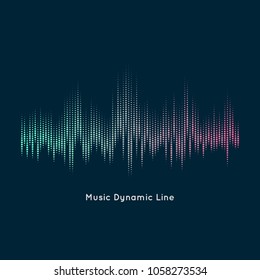 Abstract vector element for music design with equalizer. The dynamic line on a dark background