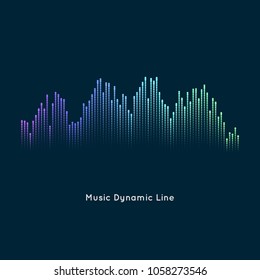 Abstract vector element for music design with equalizer. The dynamic line on a dark background