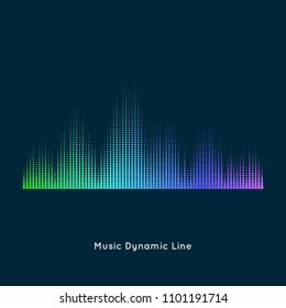 Abstract vector element for music design with equalizer. The dynamic line on a dark background