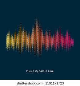 Abstract vector element for music design with equalizer. The dynamic line on a dark background