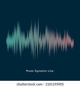 Abstract vector element for music design with equalizer. The dynamic line on a dark background