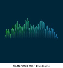 Abstract vector element for music design with equalizer. The dynamic line on a dark background