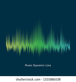 Abstract vector element for music design with equalizer. The dynamic line on a dark background