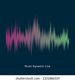 Abstract vector element for music design with equalizer. The dynamic line on a dark background
