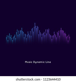 Abstract vector element for music design with equalizer. The dynamic line on a dark background