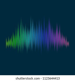 Abstract vector element for music design with equalizer. The dynamic line on a dark background