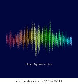 Abstract vector element for music design with equalizer. The dynamic line on a dark background