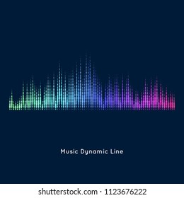 Abstract vector element for music design with equalizer. The dynamic line on a dark background