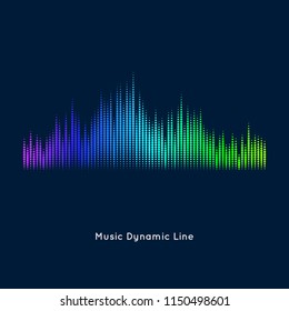 Abstract vector element for music design with equalizer. The dynamic line on a dark background.