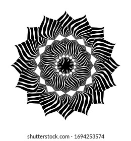 Abstract vector element. Optical illusion. Round floral shape background. Motion effect