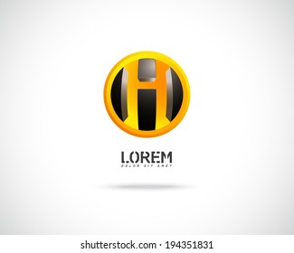 Abstract Vector Emblem Design Template. Creative Blue Concept Icon. Combination of Letter H