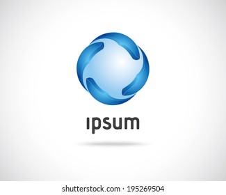 Abstract Vector Emblem Design Template. Creative Blue Round Concept Icon