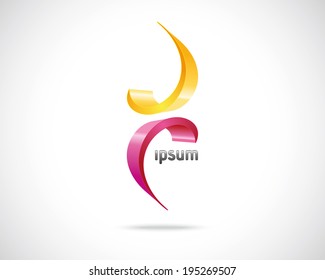 Abstract Vector Emblem Design Template. Creative Yellow Red Wavy Concept Icon