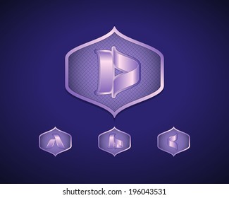 Abstract Vector Emblem Design Template. Creative Blue Concept Icons. Combination of Letter A, B, C and D