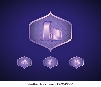 Abstract Vector Emblem Design Template. Creative Blue Concept Icons. Combination of Letter A, B, C and D