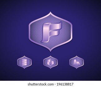 Abstract Vector Emblem Design Template. Creative Blue Concept Icons. Combination of Letter E, F, G and H