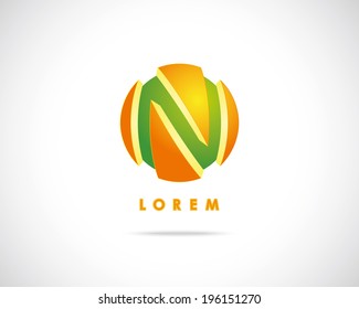 Abstract Vector Emblem Design Template. Creative Round Concept Icon. Combination of Letter N