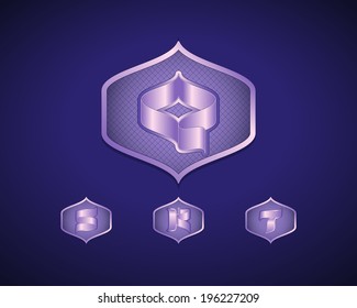 Abstract Vector Emblem Design Template. Creative Blue Concept Icons. Combination of Letters R, S, T and Q