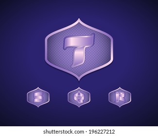 Abstract Vector Emblem Design Template. Creative Blue Concept Icons. Combination of Letters R, S, T and Q
