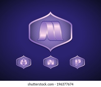 Abstract Vector Emblem Design Template. Creative Blue Concept Icons. Combination of Letters M, N, O and P
