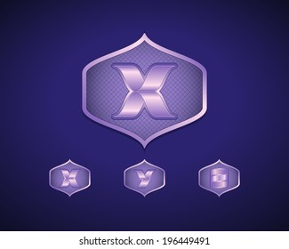 Abstract Vector Emblem Design Template. Creative Blue Concept Icons. Combination of Letters X, Y and Z